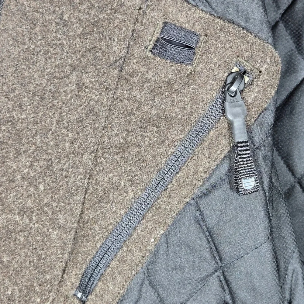Gap Vintage Mens L Wool Blend Quilted Lined Jacket Brown Plaid Y2K Shacket